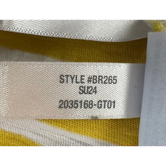 2/$15 J. Crew Striped Cotton Crewneck Tee Yellow White Short Sleeve BR265 Size M - Picture 9 of 10